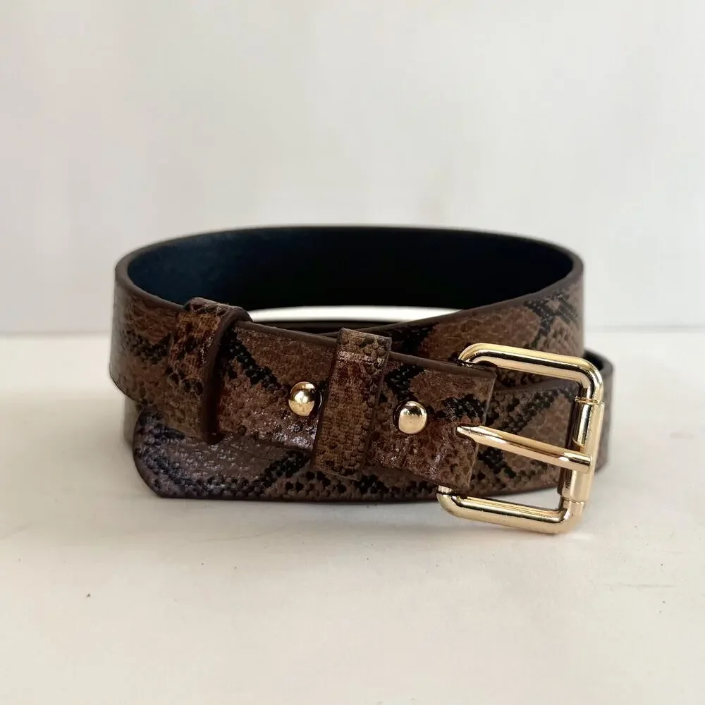 Western Brown Snakeskin Belt Unisex Cowboy Boho Style Adjustable 43